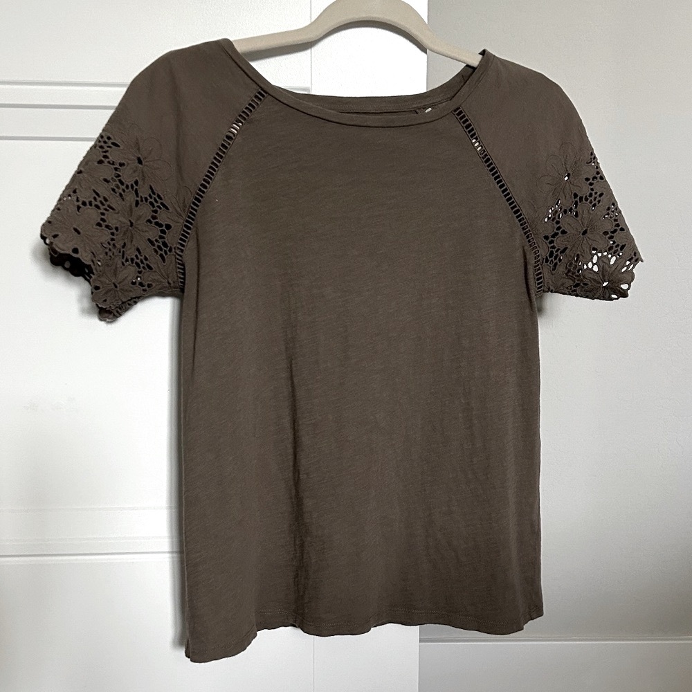 LOFT Vintage Soft Olive Green Short Sleeve Shirt
